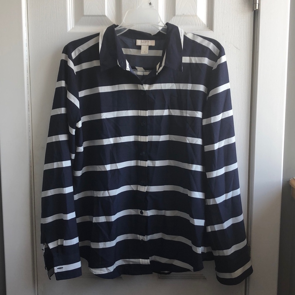 Loft blue & white striped blouse